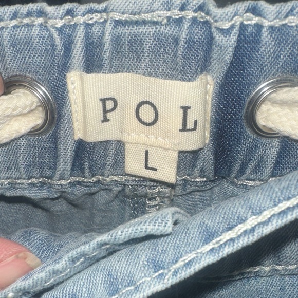 POL Lg Blue Denim Pants with Drawstring - Picture 2 of 7
